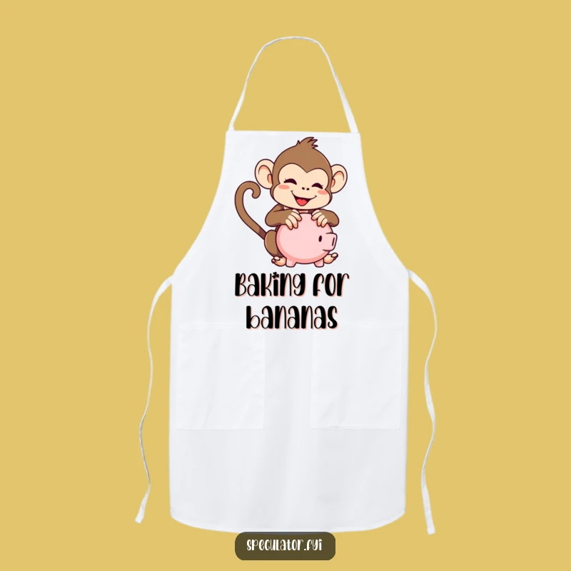 Funny Kawaii Monkey Apron: Playful Piggy Bank for Kitchen Fun