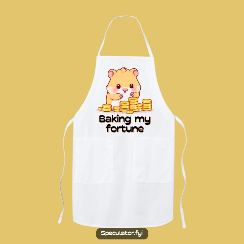 Funny Kawaii Hamster Counting Gold Coins Apron - Kitchen Funny Gift!