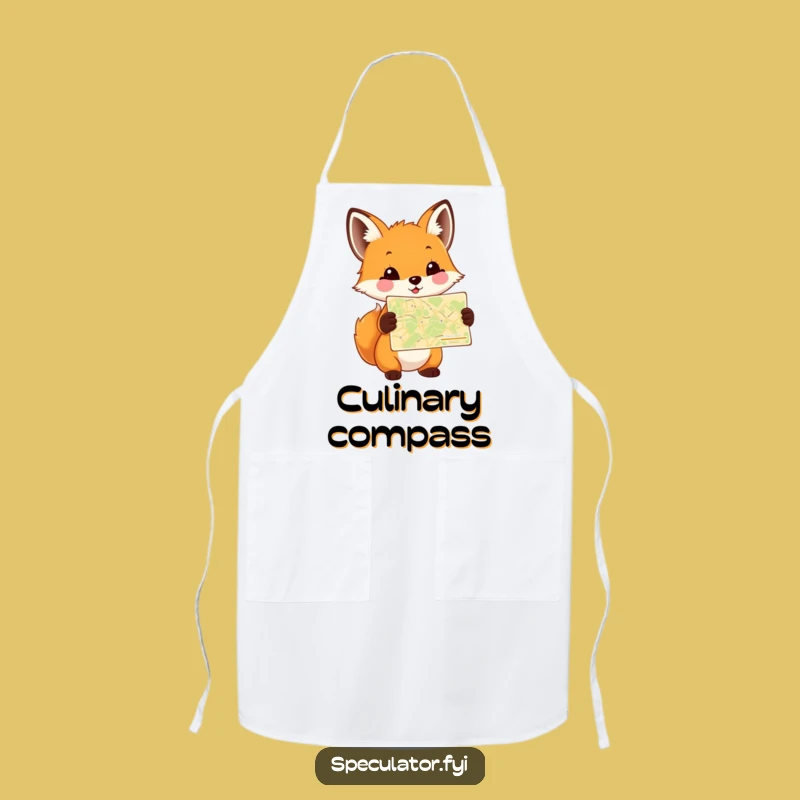 Funny Fox Cub Map Apron: Cook Up Adventures with This Hilarious Kitchen Companion