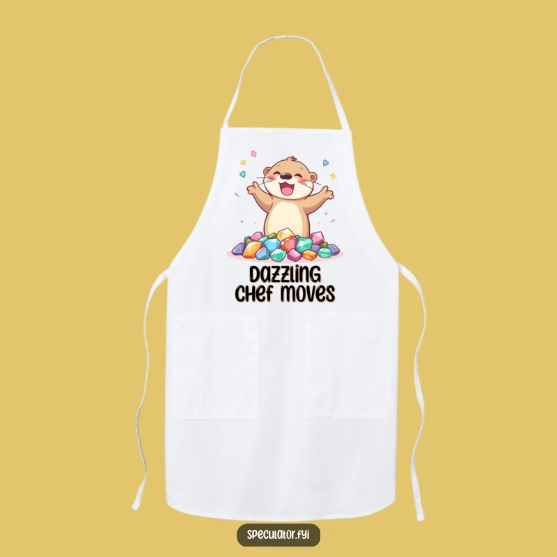 Funny Otter Gem Dance Apron: Joyful Chef's Gear for Happy Cooking