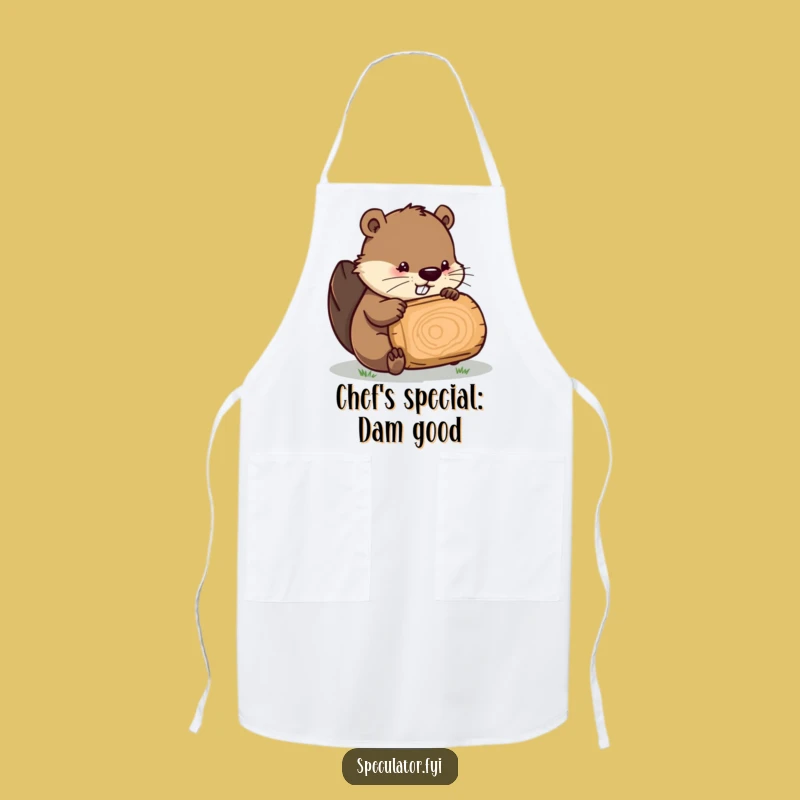 Funny Beaver Inspecting Log Apron: Humorous Kitchen Gear for Master Planners Gift