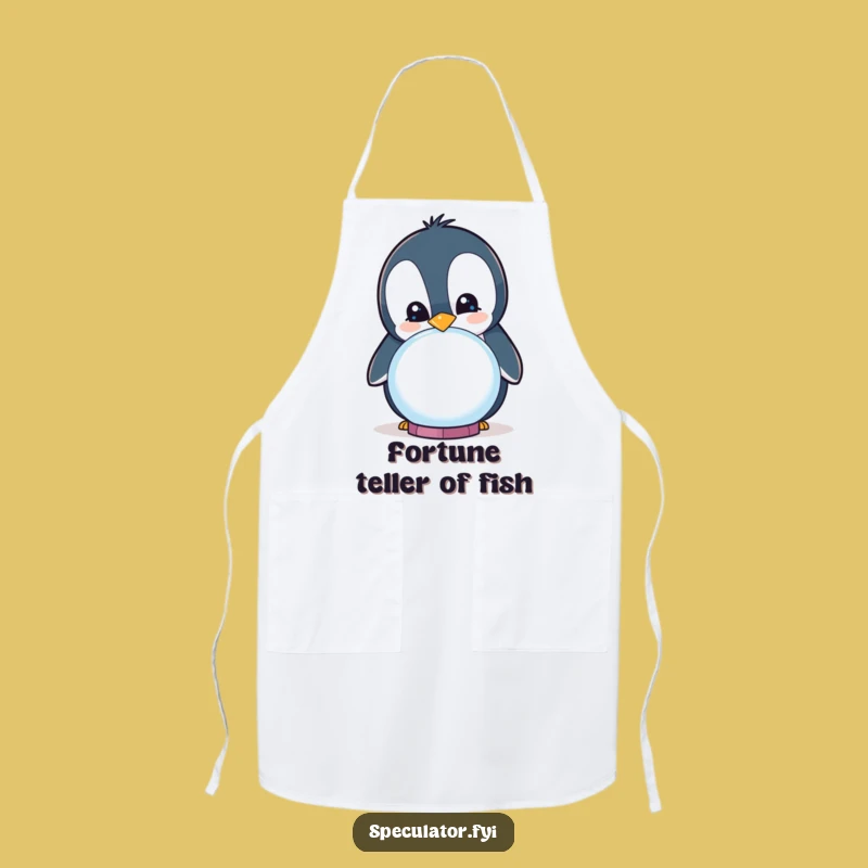 Funny Curious Penguin Crystal Ball Apron - Cook with Foresight!