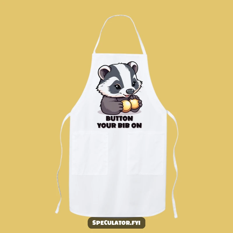 Funny Determined Badger Button Apron - Inspect Your Cooking!