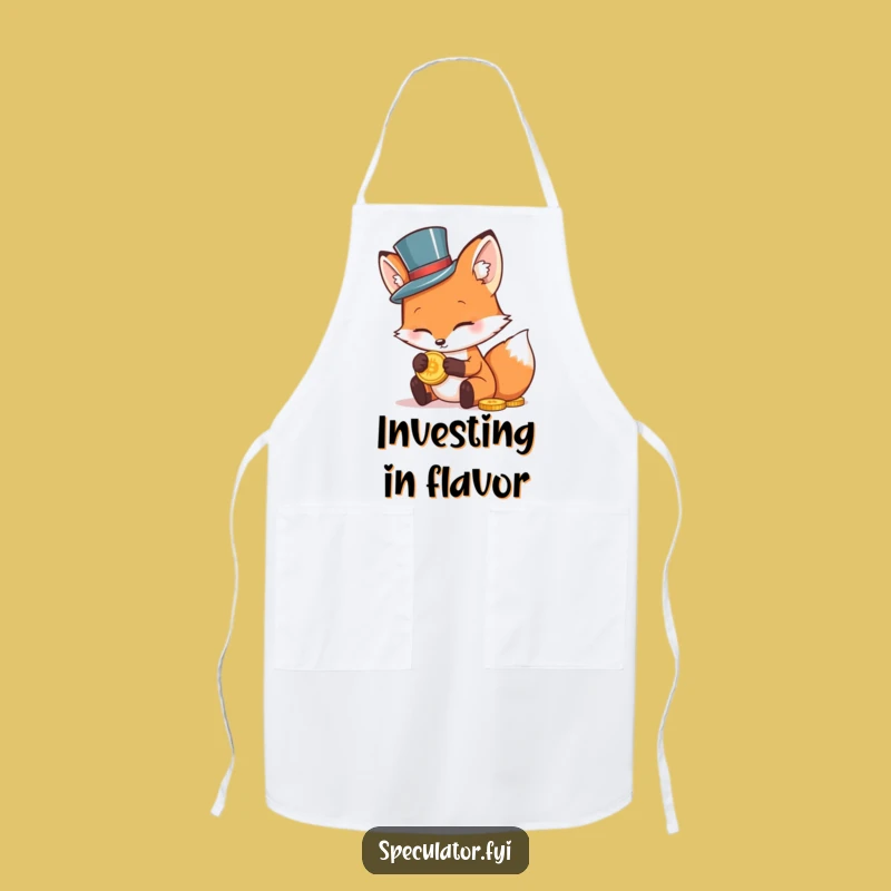 Funny Fox in Top Hat Apron - Chef's Investor Style, Culinary Humorous Gift