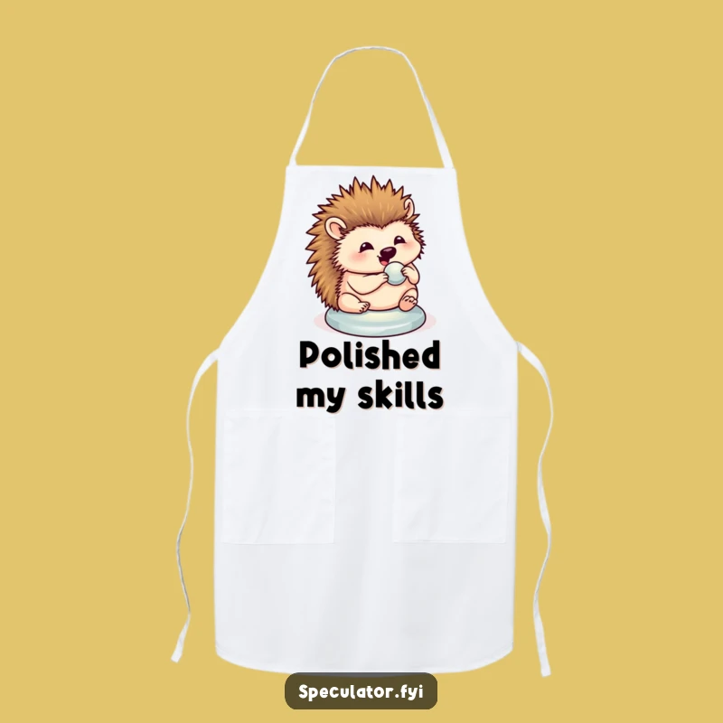 Funny Hedgehog Button Polishing Apron - Chic and Hilarious Kitchen Wear!