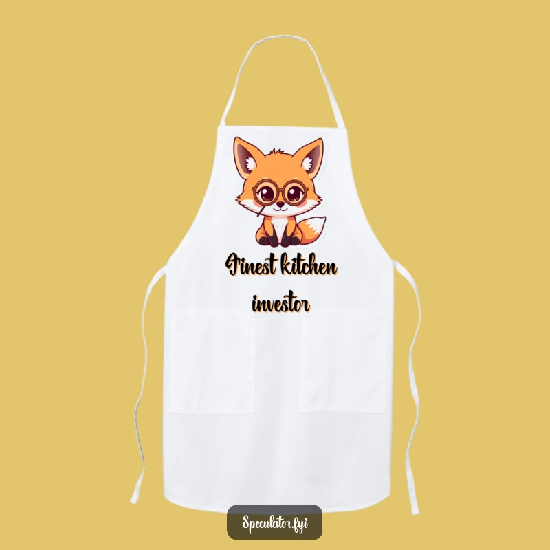 Funny Kawaii Fox Monocle Apron - Cook with Sophisticated Humor