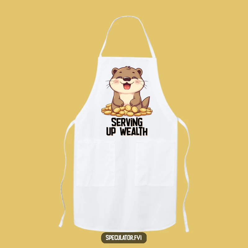 Funny Otter Chef Apron - Grinning Coin Collector, Kitchen Humor Gift