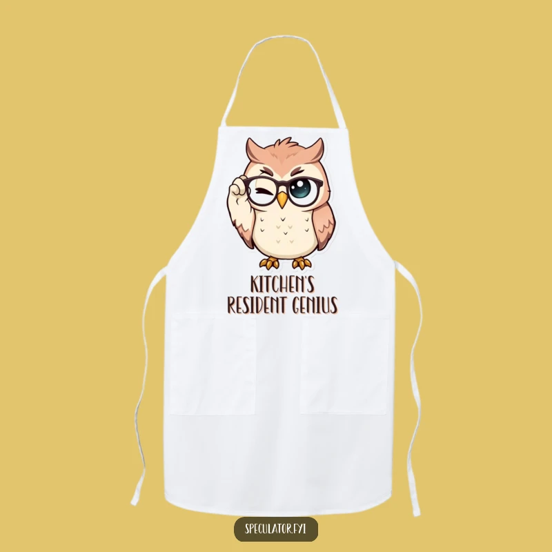 Funny Owl Apron: Proud Spectacle Wink, Ideal Gift for Smart Cooks