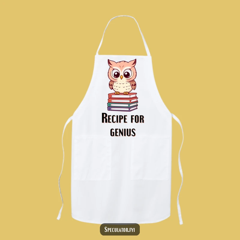 Funny Owl Book Stack Apron - Cook with Intellectual Flair