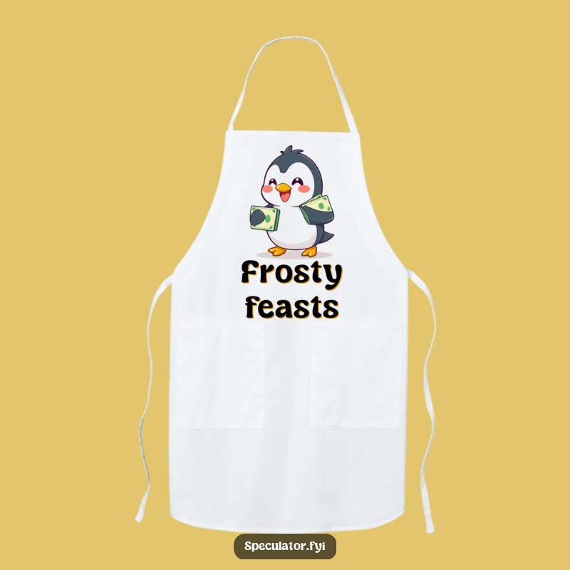 Funny Penguin Money Apron - Waddling Cash Lover Kitchen Wear Gift