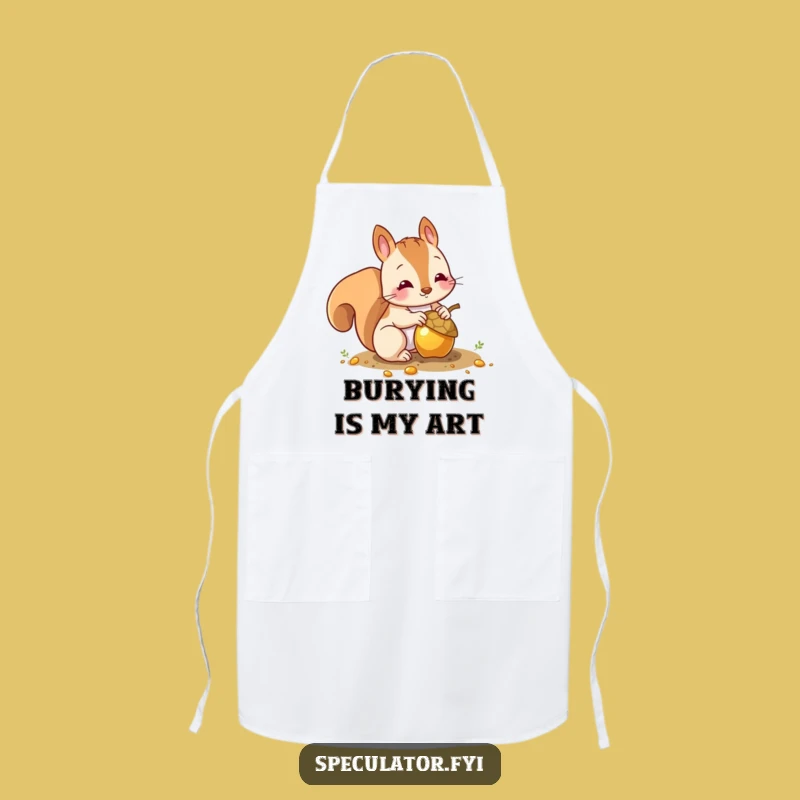 Funny Squirrel Gold Acorn Apron: Cook Up Some Laughs in the Kitchen!