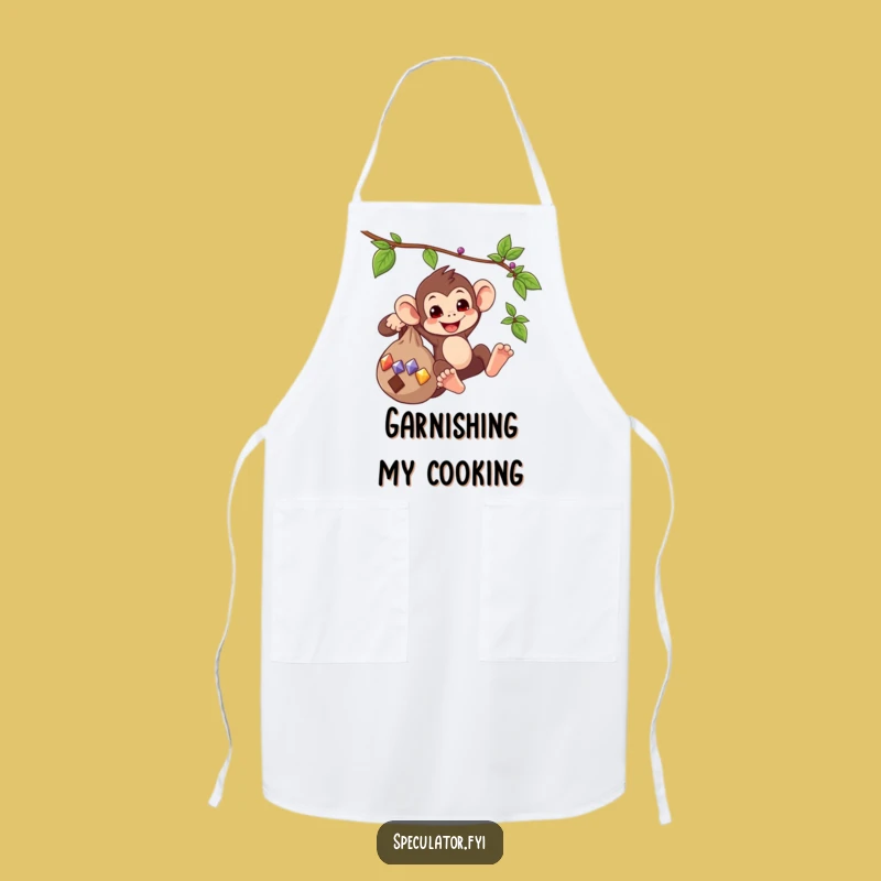Funny Monkey Swinging Gems Apron - Chef's Playful Wear, Fun Humorous Gift