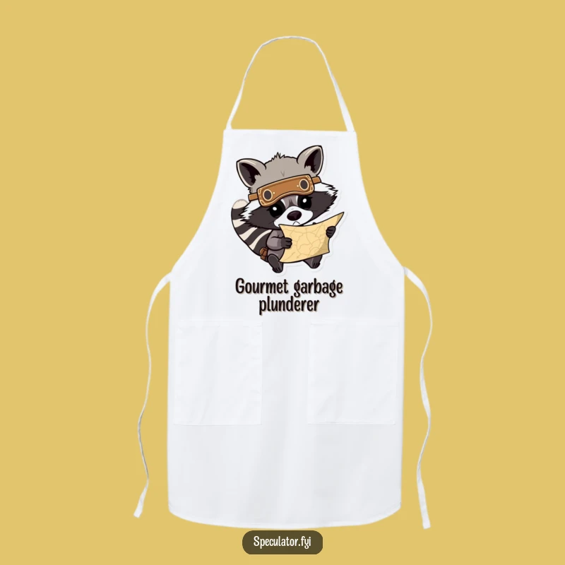 Funny Raccoon Treasure Map Apron: Determined Chef Character, Perfect Funny Gift