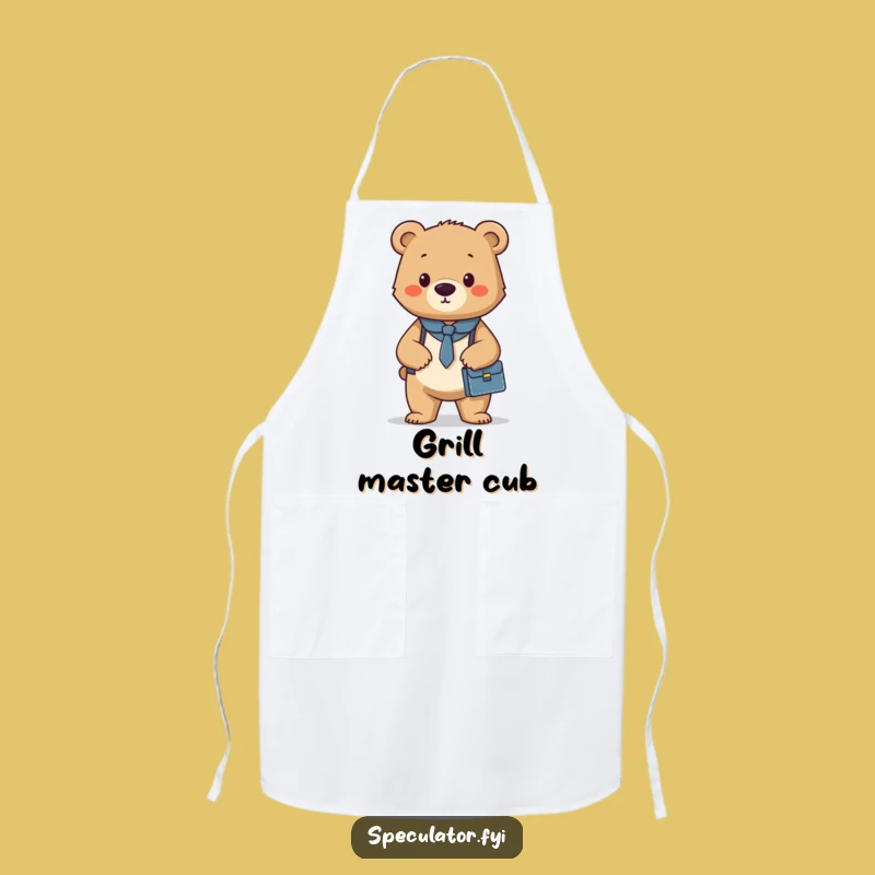 Funny Bear Cub Briefcase Apron: Confident Chef's Gear for Professional Cooks