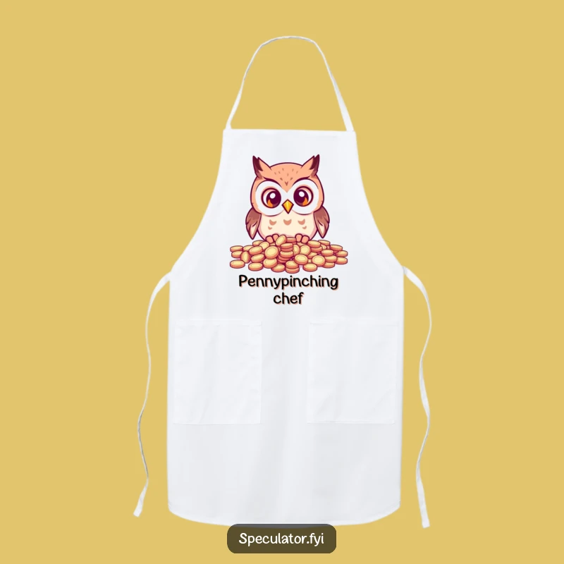 Funny Kawaii Owl Coins Apron - Cook with Wise Humor