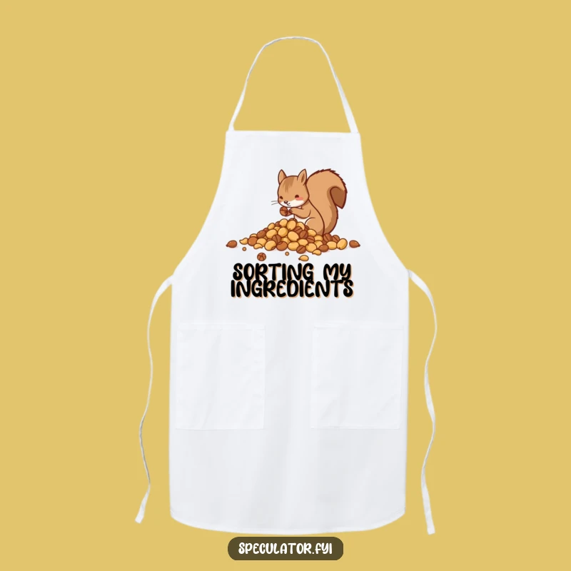 Funny Squirrel Sorting Nuts Apron - Kitchen Organizer Chef Wear, Fun Humorous Gift
