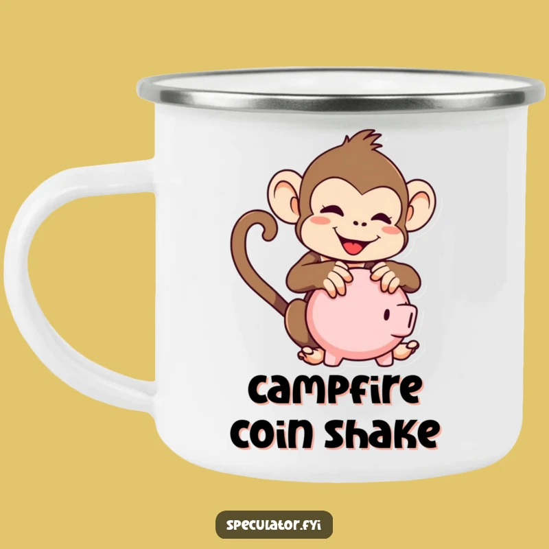 Funny Kawaii Monkey Camping Mug: Playful Piggy Bank Shake Outdoors
