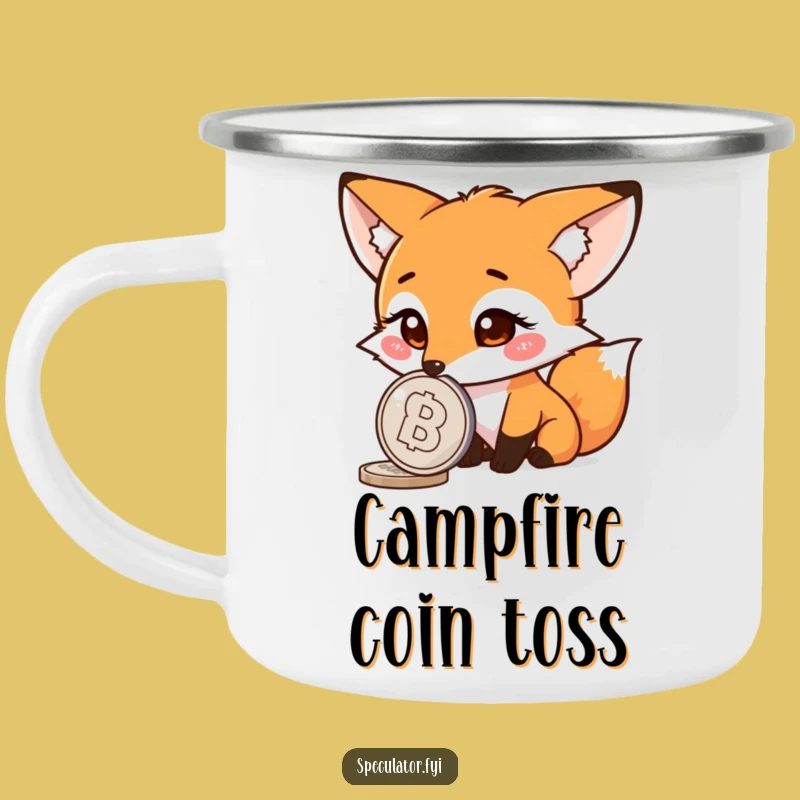 Funny Fox Coin Camping Mug: Stay Intrigued on Your Adventures!