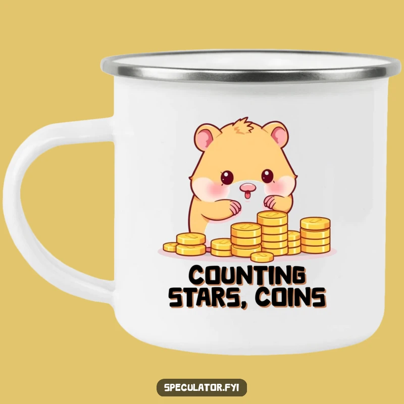 Funny Kawaii Hamster Counting Gold Coins Camping Mug - Outdoor Funny Gift!
