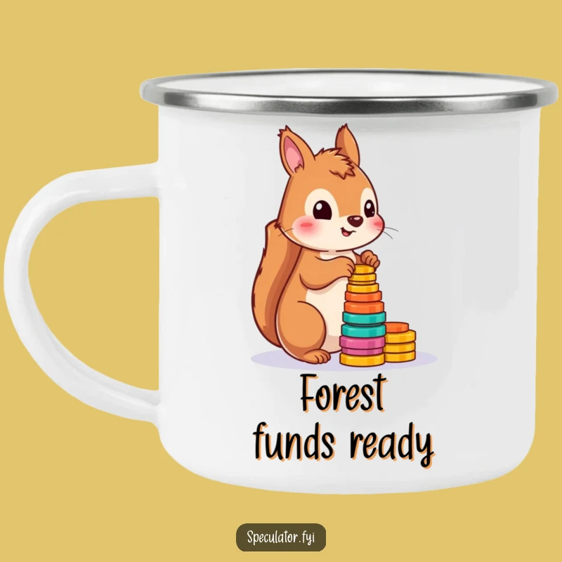 Funny Squirrel Counting Coins Camping Mug: Rugged, Playful, Outdoor Gift
