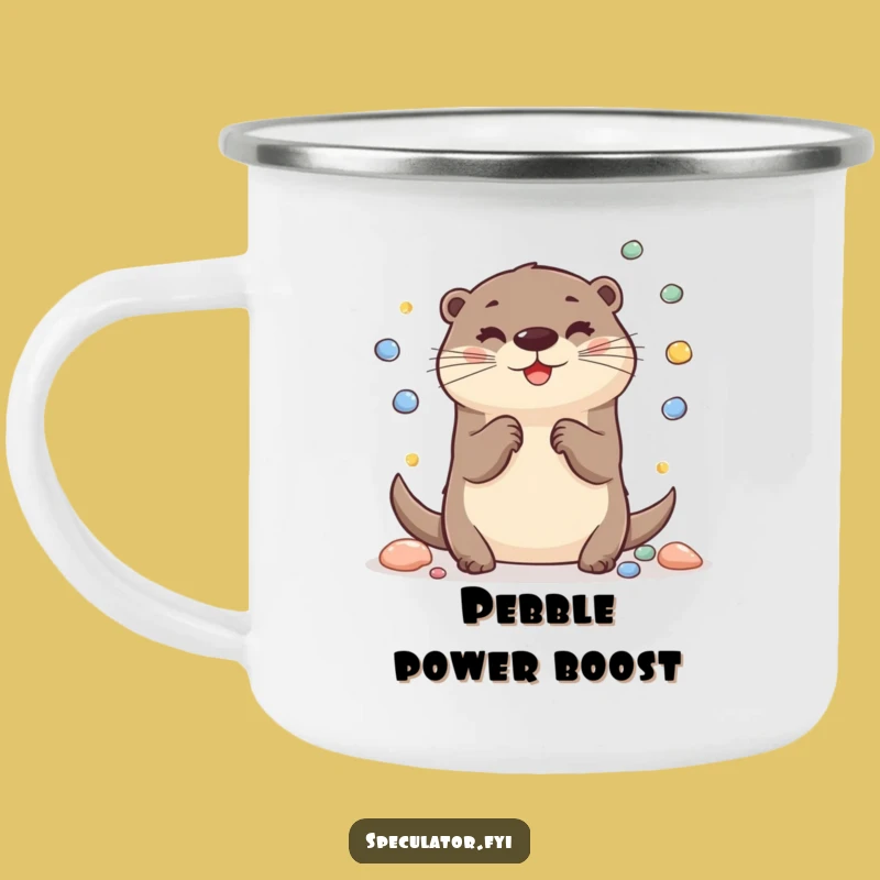Funny Cheerful Otter Camping Mug: Playful Outdoor Companion, Perfect Humorous Gift