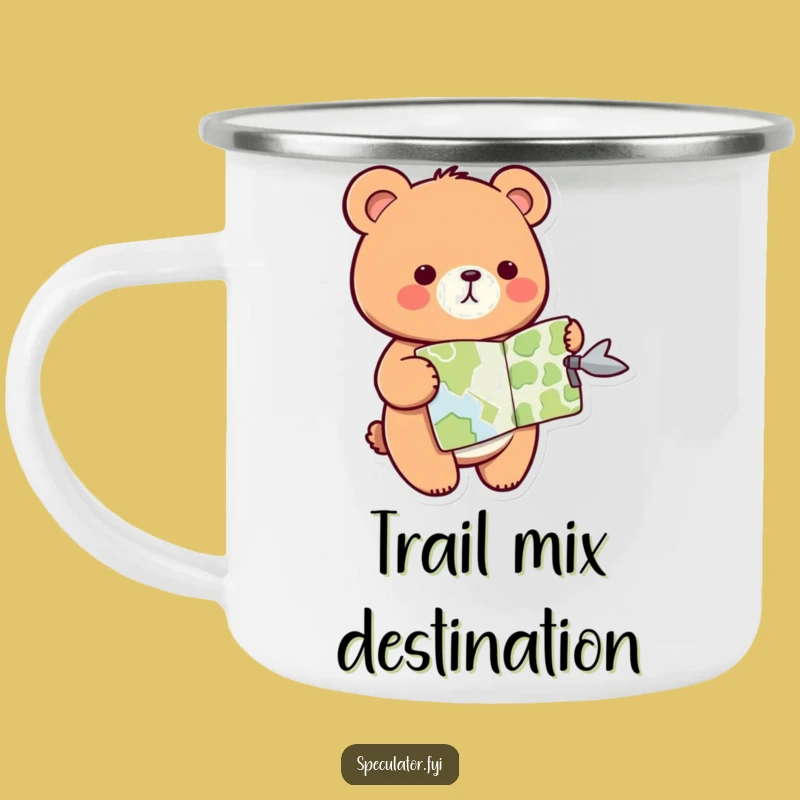Funny Kawaii Bear Camping Mug: Map Your Outdoor Journeys