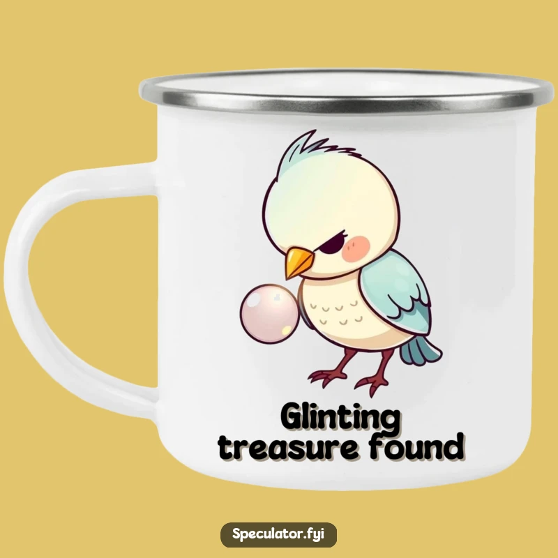 Funny Kawaii Bird Button Camp Mug - Durable & Humorous Outdoor Companion