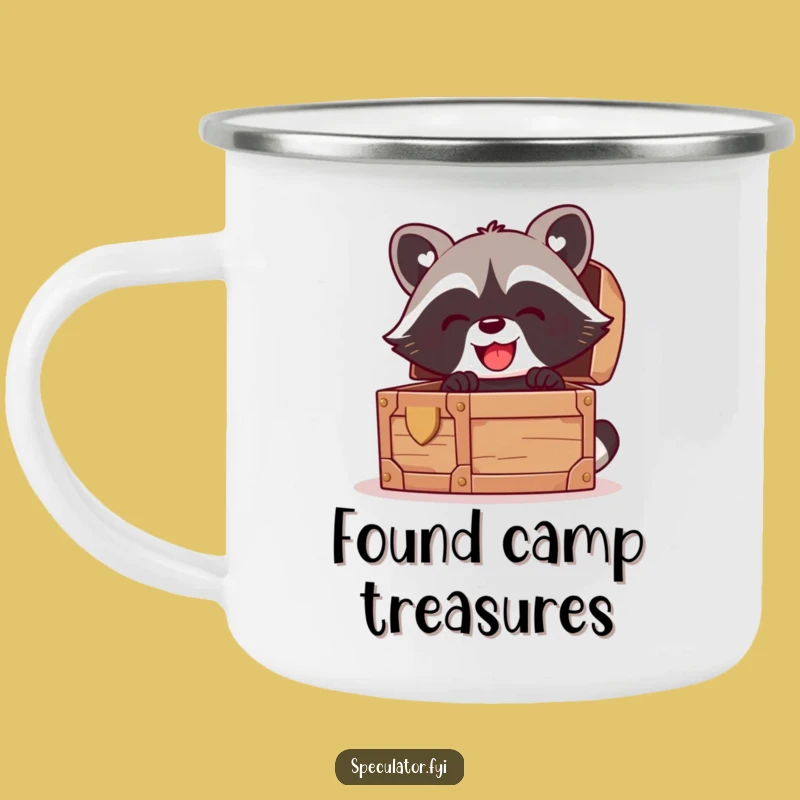 Funny Kawaii Raccoon Camping Mug: Glee-Filled Treasure Hunt Outdoors