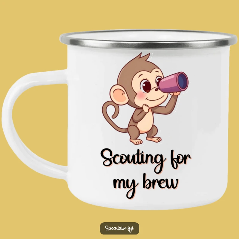 Funny Monkey Spyglass Banana Camping Mug - Adventure Fuel with Humor