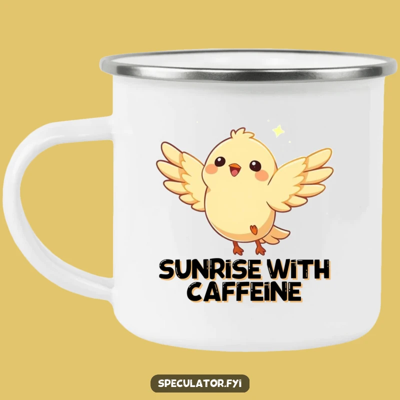 Funny Soaring Bird Camping Mug: Adventure-Ready Happy Character Drinkware