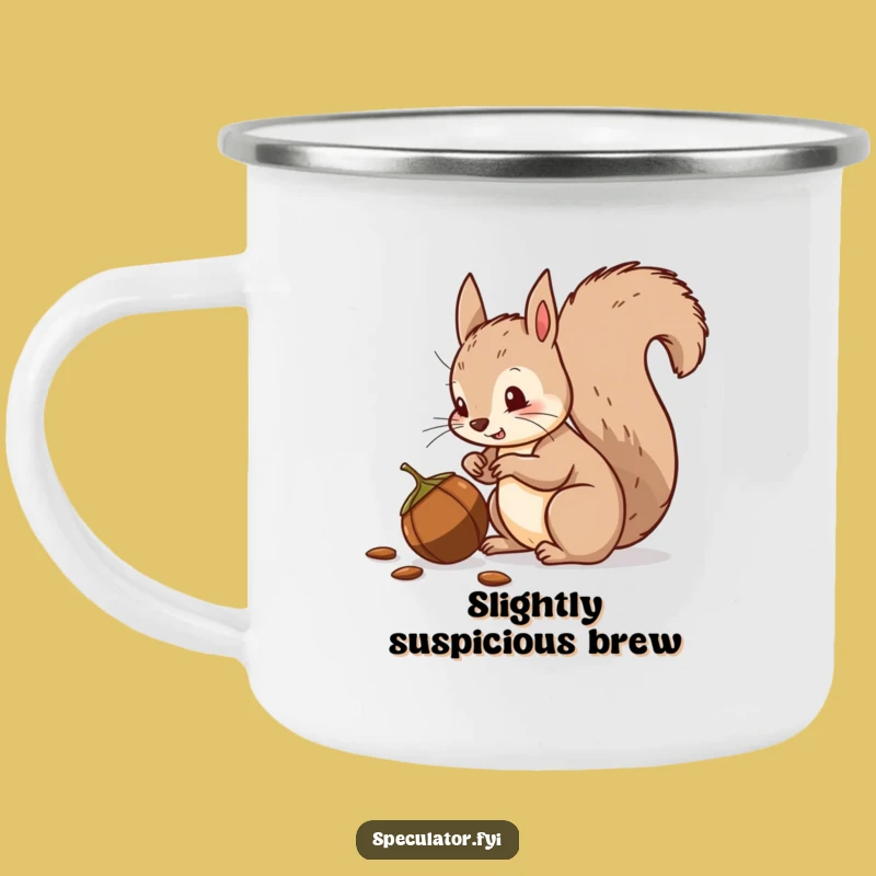 Funny Squirrel Camping Mug: Suspicious Outdoor Sip, Humorous Adventure Gift