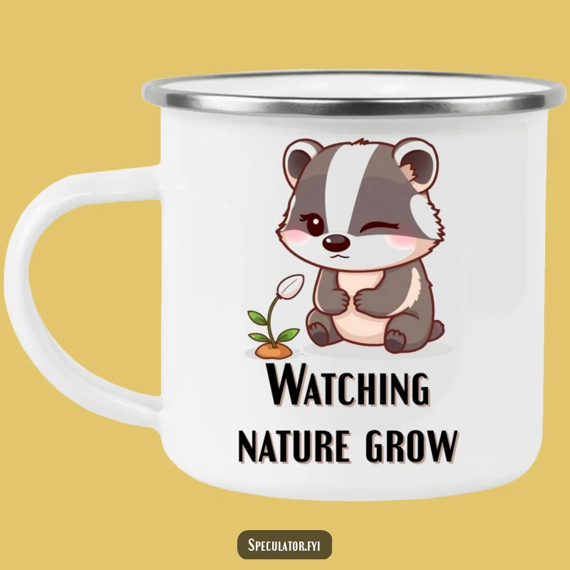 Funny Winking Badger Camping Mug: Sneaky Gardener's Outdoor Companion, Perfect Humorous Gift