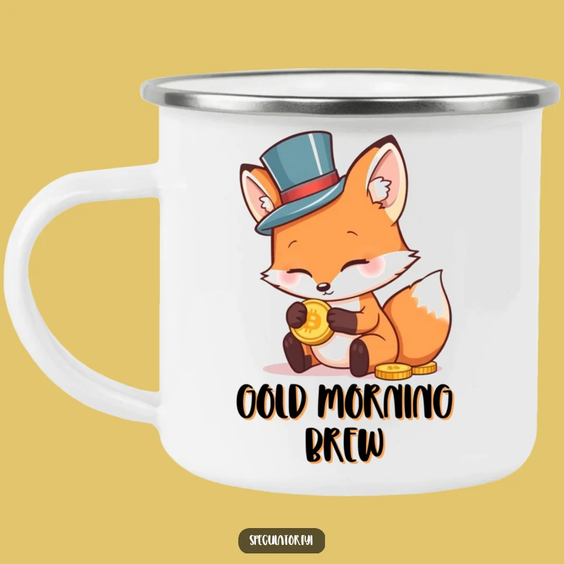 Funny Fox in Top Hat Camping Mug - Rugged Investor Style, Adventure Humorous Gift