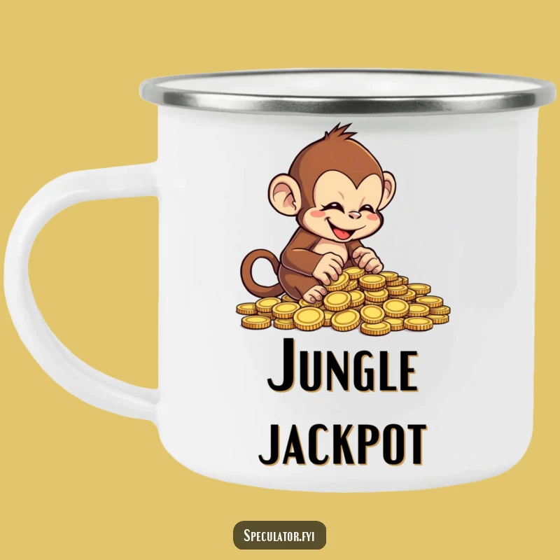Adventure Funny Monkey Counting Coins Camping Mug - Primate Treasure Drinkware Gift
