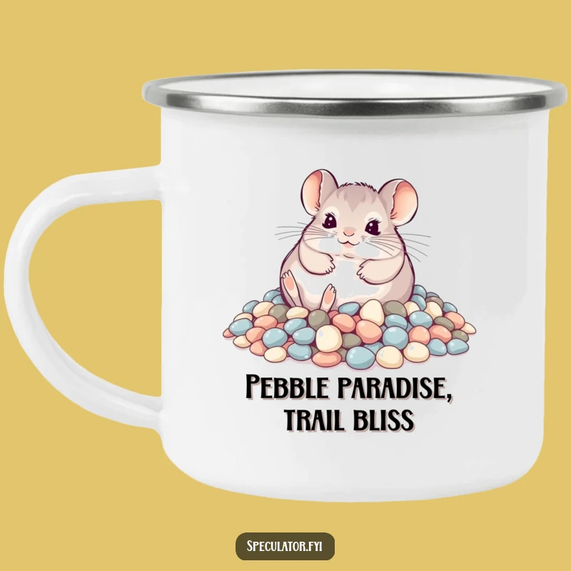 Funny Playful Chinchilla Pebble Camping Mug - Trailside Fun!