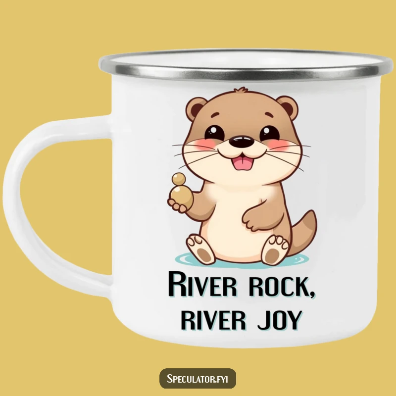 Funny Otter Pebble Toss Camping Mug: Lively Drinkware, Perfect Funny Gift