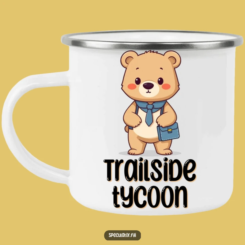 Funny Bear Cub Briefcase Camping Mug: Durable and Confident Outdoor Drinkware