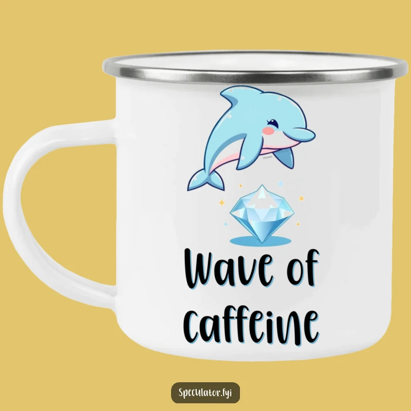 Adventure Funny Dolphin Diamond Leap Camping Mug - Aquatic Drinkware Gift