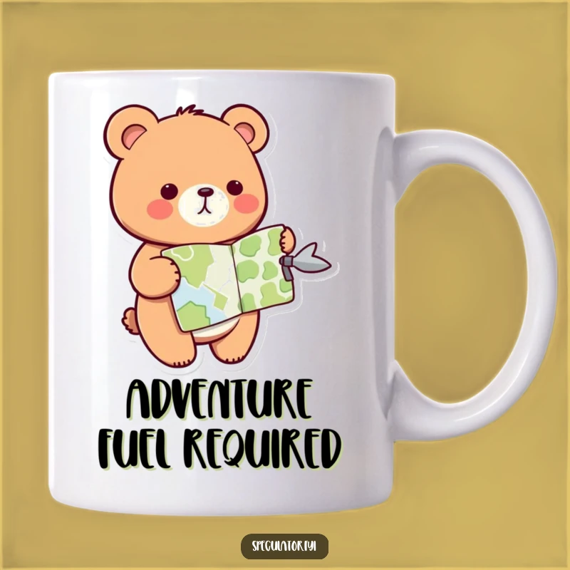 Funny Kawaii Bear Mug: Map Master Pointing the Way to Fun