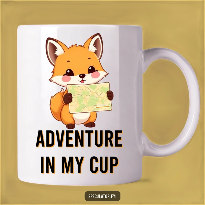 Funny Fox Cub Map Mug: Embark on Adventures with This Hilarious Explorer's Cup
