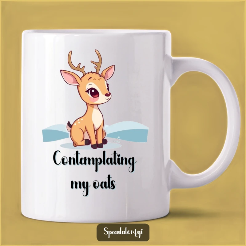 Funny Kawaii Deer Mug: Thoughtful Horizon Gaze for Peaceful Mornings
