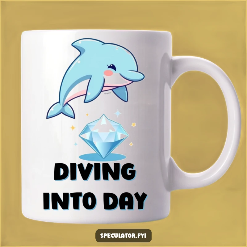 Funny Dolphin Diamond Leap Mug - Playful Ocean Gem Lover Gift
