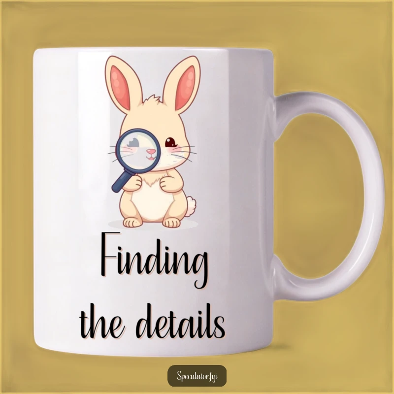 Funny Kawaii Rabbit Magnifying Glass Mug - Curious Funny Gift!