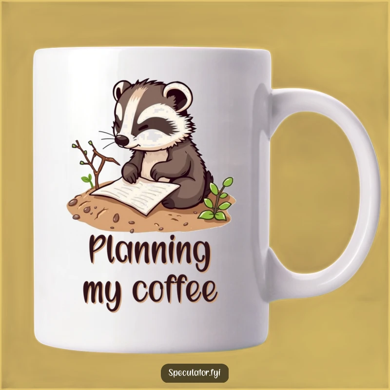 Funny Badger Plan Mug - Sketch Out Your Day with Humor
