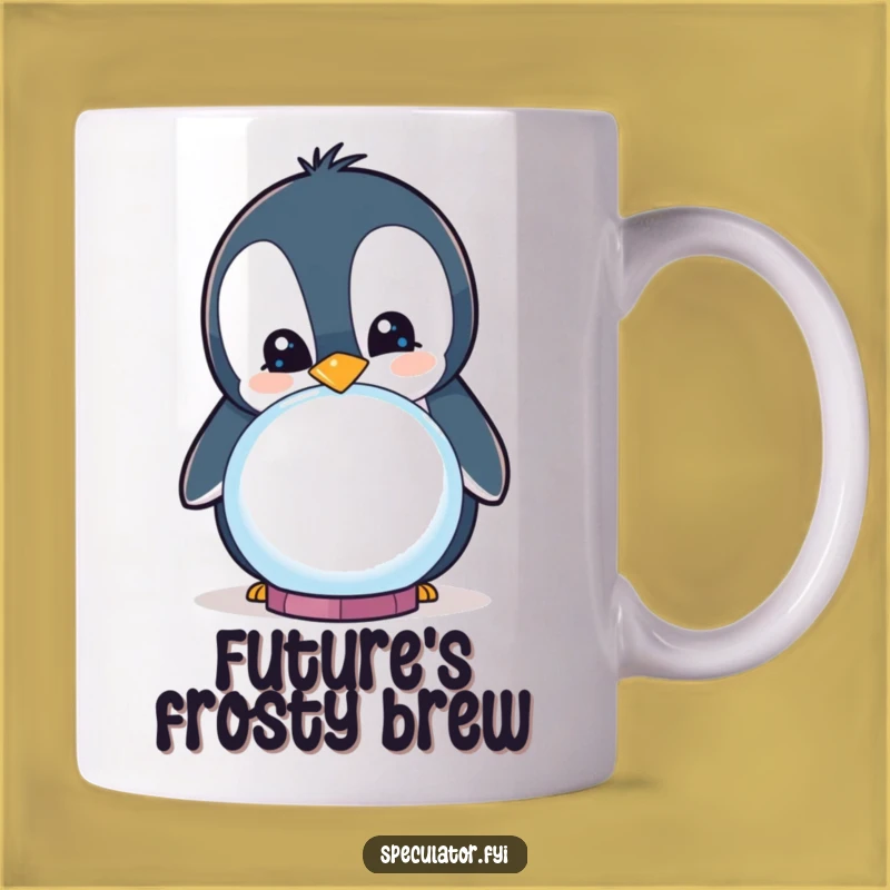 Funny Curious Penguin Crystal Ball Mug - Fortunetelling Fun Gift!