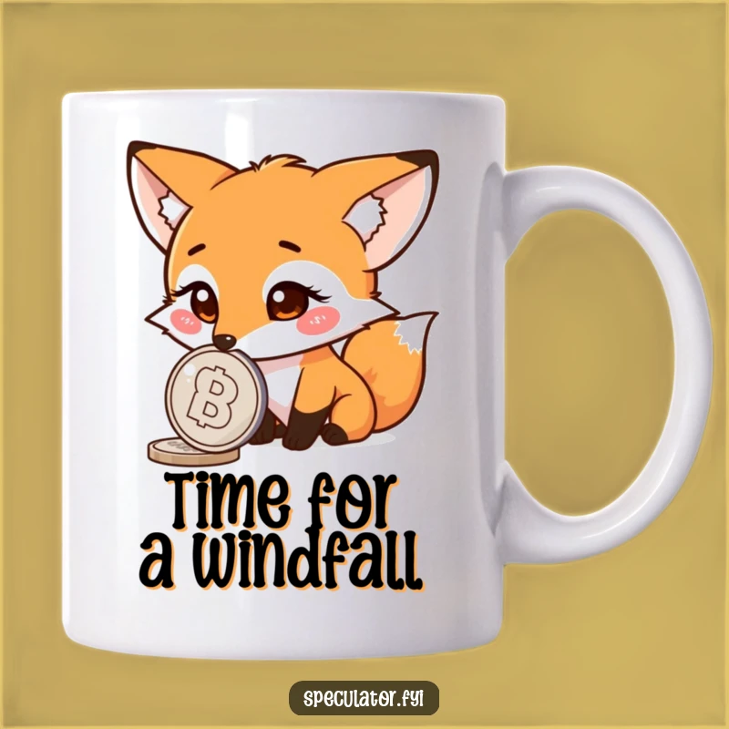 Funny Fox Coin Mug: Intrigued by Riches, A Hilarious Gift!