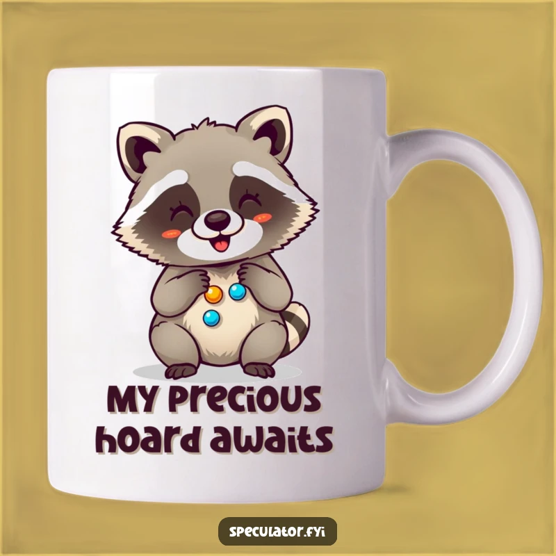 Funny Giggling Raccoon Button Counting Mug - Perfect Gift for Collectors