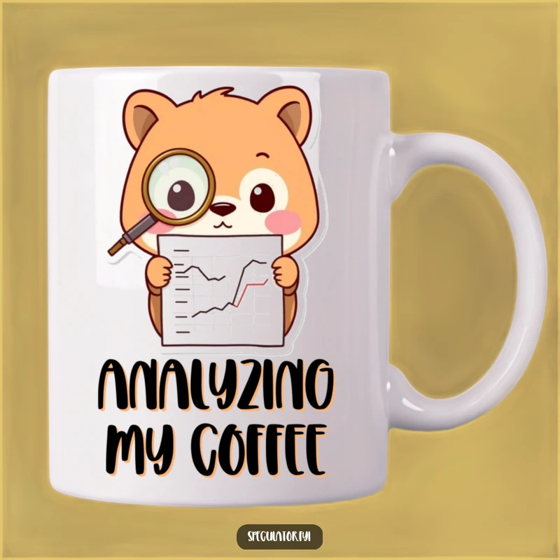 Funny Kawaii Animal Mug: Monocle Animal Studying Chart, Perfect Smart Gift