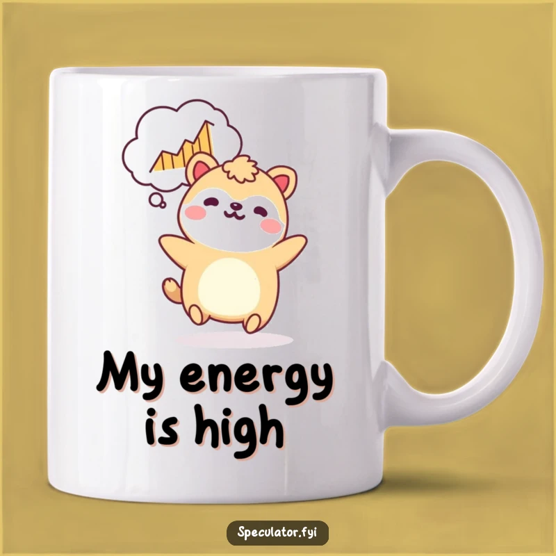 Funny Kawaii Investor Mug - Bouncing Animal with Rising Graph Gift Idea