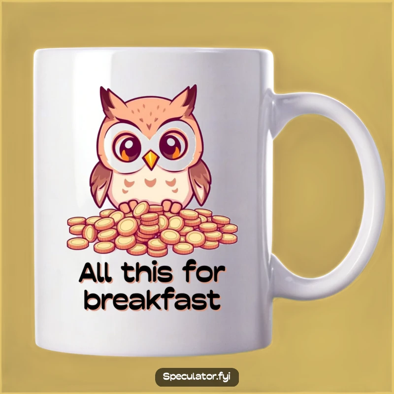 Funny Kawaii Owl Coins Mug - Humorous Gift for the Wise & Wealthy